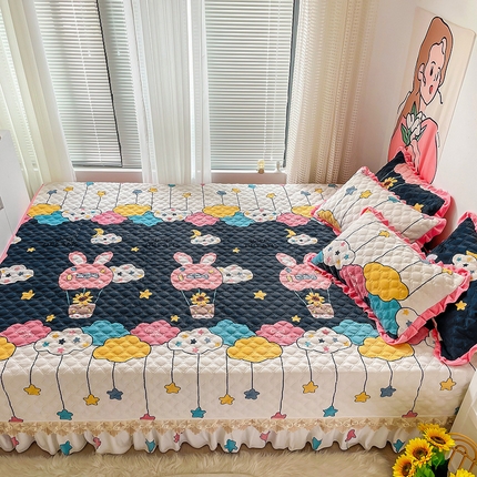 羽爱家纺 2024新款牛奶绒榻榻米床盖 萌萌哒