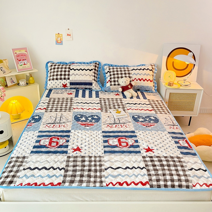 91家纺网 家纺一手货源 找家纺 羽爱家纺 2024新款牛奶绒直边款床盖床垫 新印象