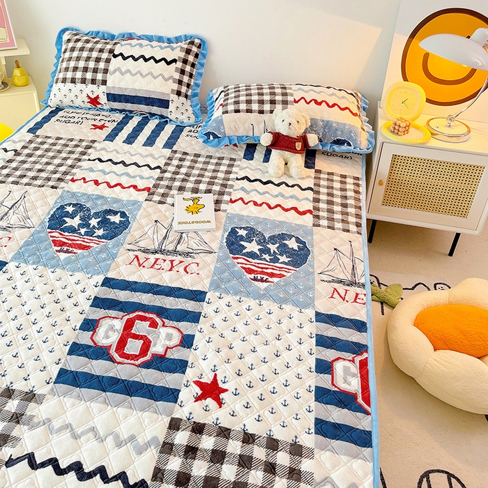 91家纺网 家纺一手货源 找家纺 羽爱家纺 2024新款牛奶绒直边款床盖床垫 新印象