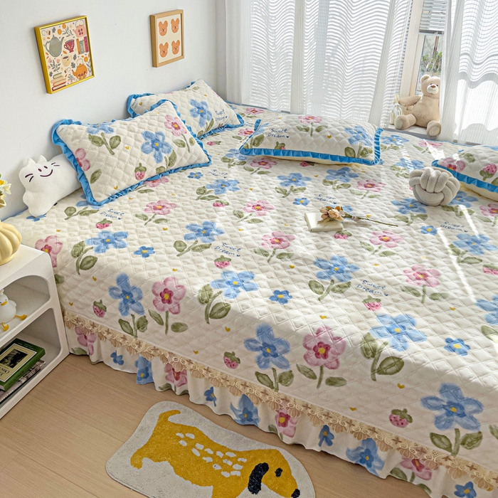 91家纺网 家纺一手货源 找家纺 羽爱家纺 2024新款牛奶绒榻榻米床盖 花海 