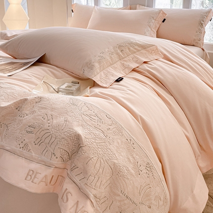 91家纺网 家纺一手货源 找家纺 （总）  【提供质检报告】A类母婴级全棉加厚磨毛四件套纯棉保暖床笠款纯色长绒棉纯色重工刺绣床上用品