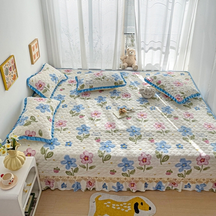 羽爱家纺 2024新款牛奶绒榻榻米床盖 花海 