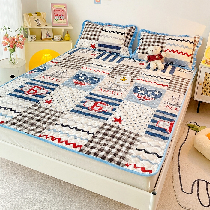 91家纺网 家纺一手货源 找家纺 羽爱家纺 2024新款牛奶绒直边款床盖床垫 新印象