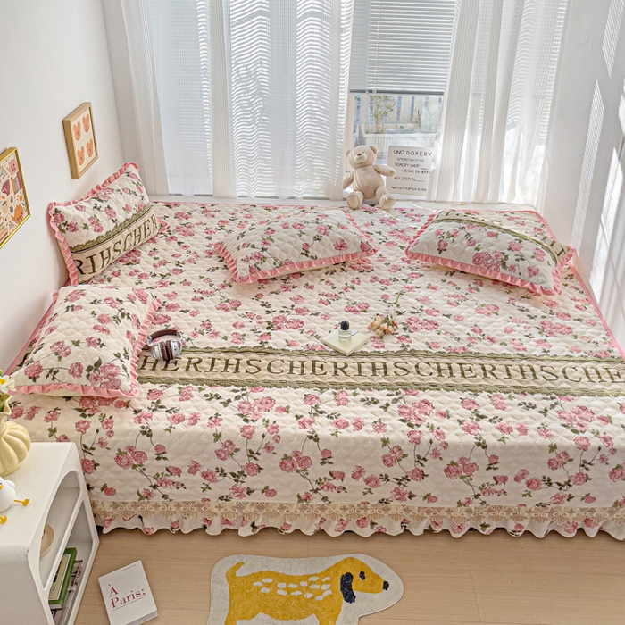 91家纺网 家纺一手货源 找家纺 羽爱家纺 2024新款牛奶绒榻榻米床盖 花梦 