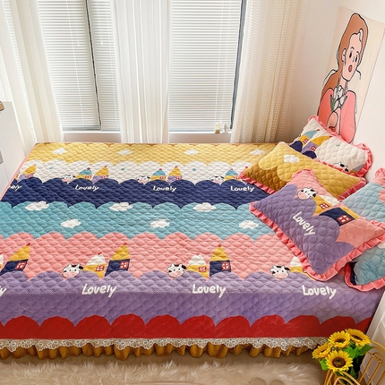 羽爱家纺 2024新款牛奶绒榻榻米床盖 牛牛屋