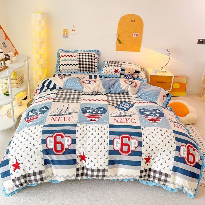 91家纺网 家纺一手货源 找家纺 羽爱家纺 2024新款牛奶绒直边款床盖床垫 新印象