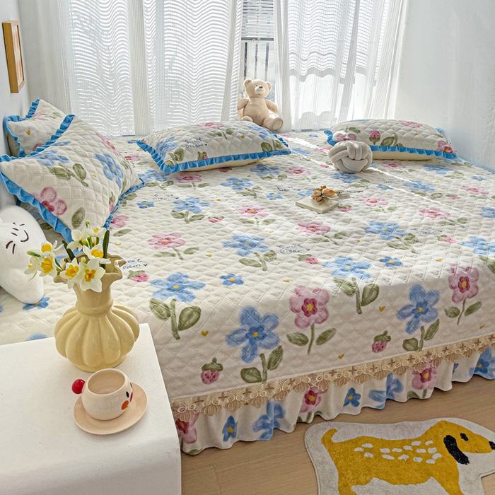 91家纺网 家纺一手货源 找家纺 羽爱家纺 2024新款牛奶绒榻榻米床盖 花海 