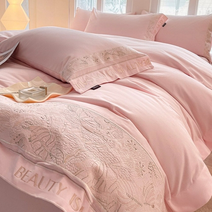 91家纺网 家纺一手货源 找家纺 （总）  【提供质检报告】A类母婴级全棉加厚磨毛四件套纯棉保暖床笠款纯色长绒棉纯色重工刺绣床上用品