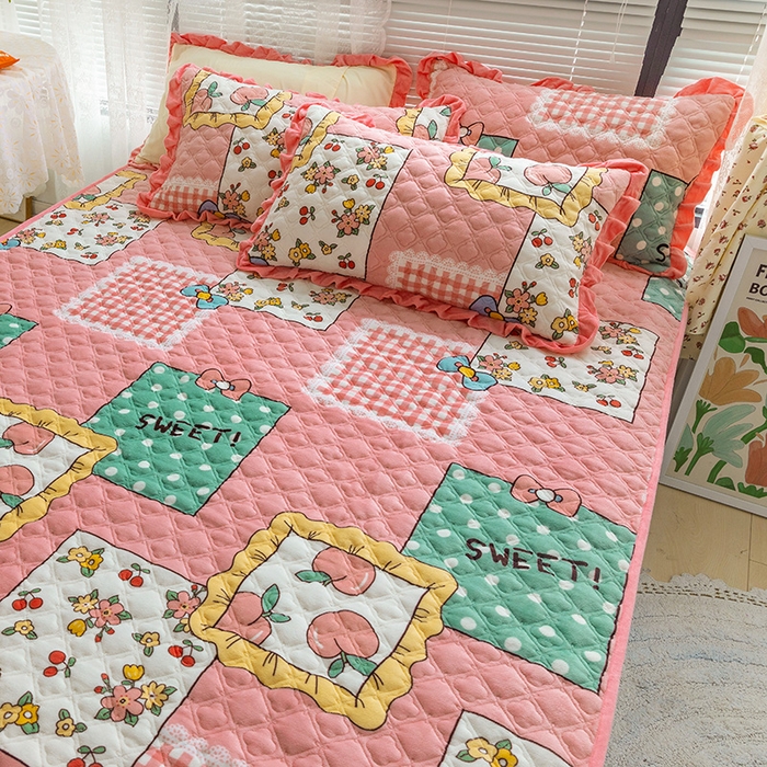 91家纺网 家纺一手货源 找家纺 羽爱家纺 2024新款牛奶绒直边款床盖床垫 甜蜜一方