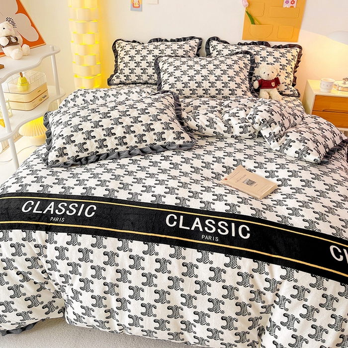 91家纺网 家纺一手货源 找家纺 羽爱家纺 2024新款牛奶绒直边款床盖床垫 摩登