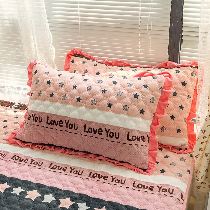 91家纺网 家纺一手货源 找家纺 羽爱家纺 2024新款牛奶绒直边款床盖床垫 星星相惜 