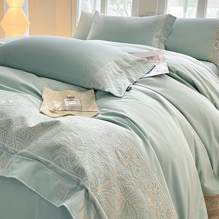 91家纺网 家纺一手货源 找家纺 （总）  【提供质检报告】A类母婴级全棉加厚磨毛四件套纯棉保暖床笠款纯色长绒棉纯色重工刺绣床上用品