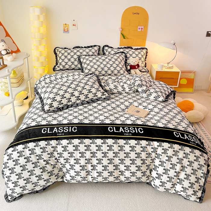 91家纺网 家纺一手货源 找家纺 羽爱家纺 2024新款牛奶绒直边款床盖床垫 摩登