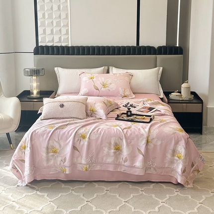 91家纺网 家纺一手货源 找家纺 （总）娇逸家居 2025新款天丝莫代尔镂空花边印花夏被夏凉被