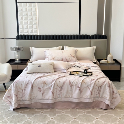 91家纺网 家纺一手货源 找家纺 （总）娇逸家居 2025新款天丝莫代尔镂空花边印花夏被夏凉被