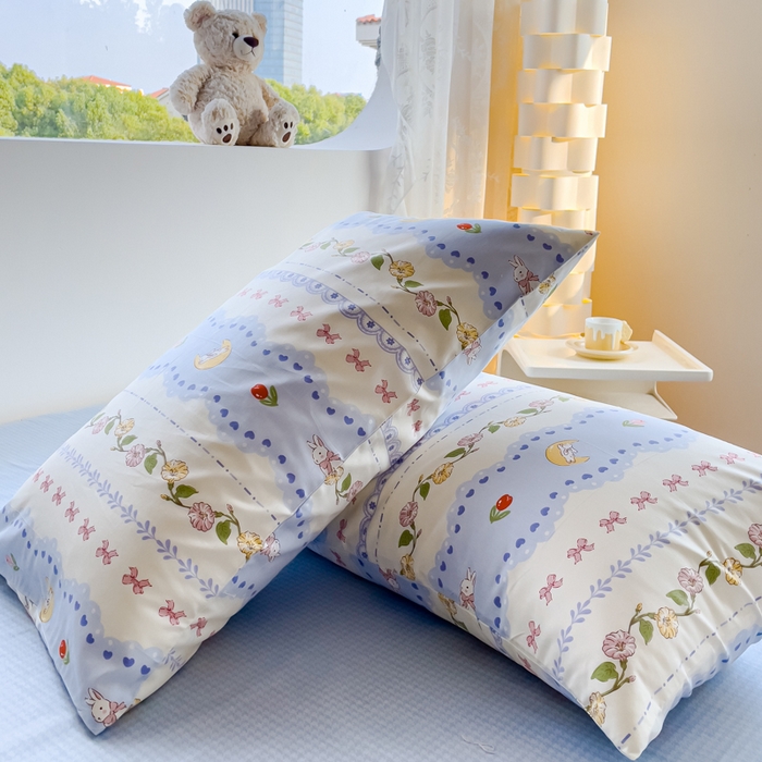 91家纺网 家纺一手货源 找家纺 金鑫汇 2023新款喷气全棉枕套一对 梨园花香