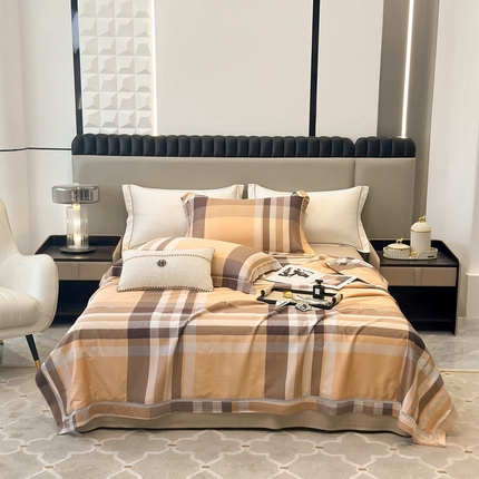 91家纺网 家纺一手货源 找家纺 娇逸家居 2025新款天丝莫代尔镂空花边印花夏被夏凉被（第一批） 品格咖