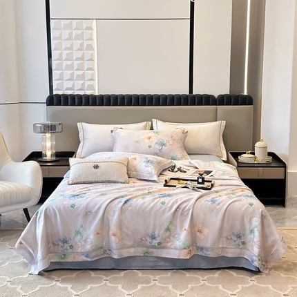 91家纺网 家纺一手货源 找家纺 （总）娇逸家居 2025新款天丝莫代尔镂空花边印花夏被夏凉被