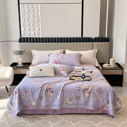 91家纺网 家纺一手货源 找家纺 （总）娇逸家居 2025新款天丝莫代尔镂空花边印花夏被夏凉被