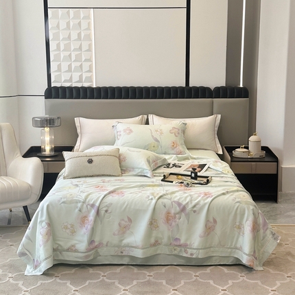 91家纺网 家纺一手货源 找家纺 （总）娇逸家居 2025新款天丝莫代尔镂空花边印花夏被夏凉被