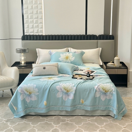 91家纺网 家纺一手货源 找家纺 娇逸家居 2025新款天丝莫代尔镂空花边印花夏被夏凉被（第一批） 漫彤