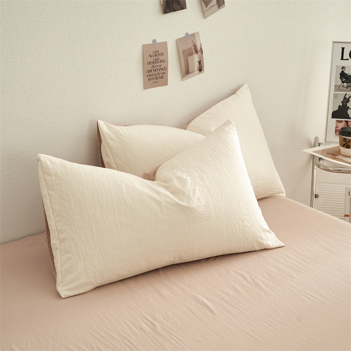 91家纺网 家纺一手货源 找家纺 卡迪熊家纺 2024新款ins风超柔褶皱亲肤磨毛水洗m四件套双拼系列 菊蕊奶黄