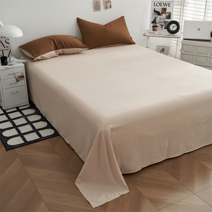 91家纺网 家纺一手货源 找家纺 卡迪熊家纺 2024新款ins风超柔褶皱亲肤磨毛水洗m四件套双拼系列 糖卡