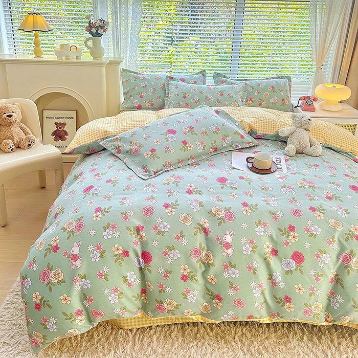 91家纺网 家纺一手货源 找家纺 2025新款直播爆款高克重植物羊绒四件套 花海