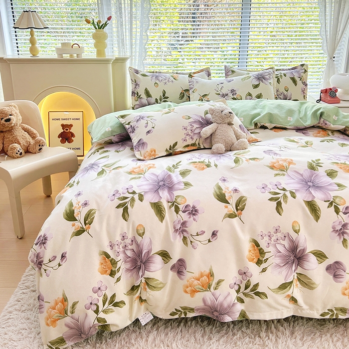 91家纺网 家纺一手货源 找家纺 2025新款直播爆款高克重植物羊绒四件套 梵雅花香