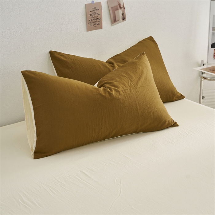 91家纺网 家纺一手货源 找家纺 卡迪熊家纺 2024新款ins风超柔褶皱亲肤磨毛水洗m四件套双拼系列 玛瑙芝士