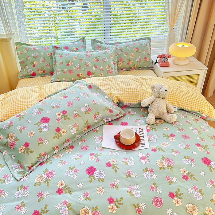 91家纺网 家纺一手货源 找家纺 2025新款直播爆款高克重植物羊绒四件套 花海