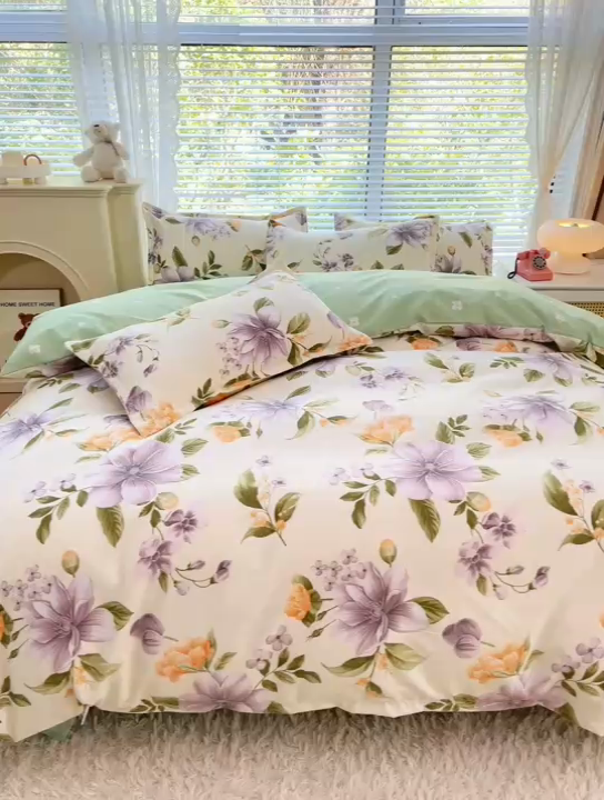 91家纺网 家纺一手货源 找家纺 2025新款直播爆款高克重植物羊绒四件套 梵雅花香