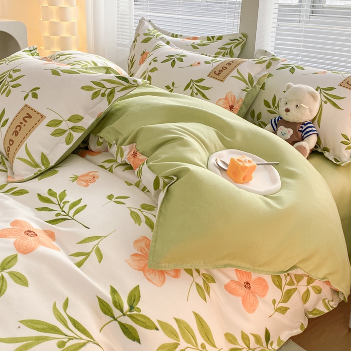 91家纺网 家纺一手货源 找家纺 米瑞娜 2025新款植物羊绒四件套 青柠薄荷