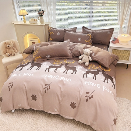 91家纺网 家纺一手货源 找家纺 佑泽家纺 2025新款直播爆款高克重植物羊绒单被套 星河迷鹿