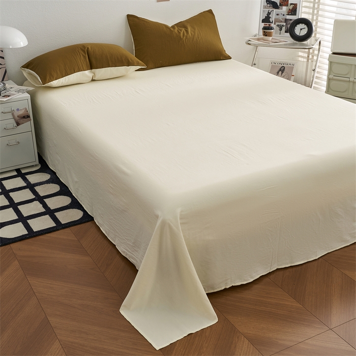 91家纺网 家纺一手货源 找家纺 卡迪熊家纺 2024新款ins风超柔褶皱亲肤磨毛水洗m四件套双拼系列 玛瑙芝士