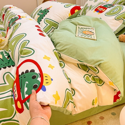 91家纺网 家纺一手货源 找家纺 （总）小懒猪 2024春夏新款全棉卡通印花四件套