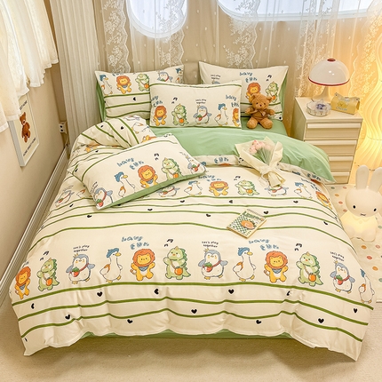 小懒猪 2024春夏新款全棉卡通印花四件套 宠物宝贝