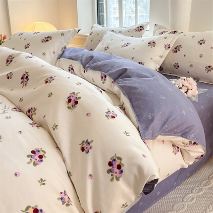 91家纺网 家纺一手货源 找家纺 （总）典雅家纺 爆款新花色印花植物羊绒四件套磨毛四件套学生季