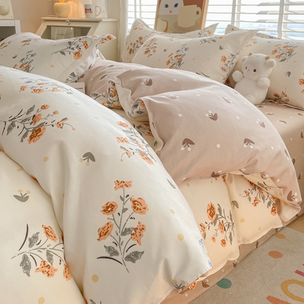 91家纺网 家纺一手货源 找家纺 （总）典雅家纺 爆款新花色印花植物羊绒四件套磨毛四件套学生季