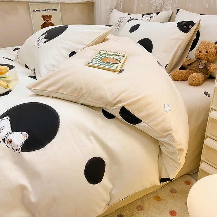 91家纺网 家纺一手货源 找家纺 小懒猪 2024春夏新款全棉卡通印花四件套 晚安熊