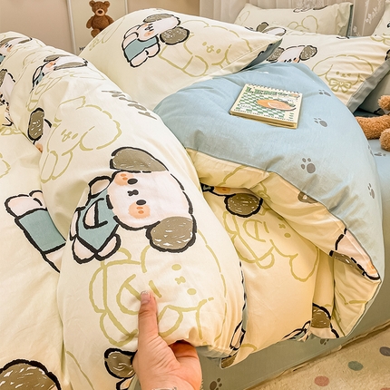 91家纺网 家纺一手货源 找家纺 （总）小懒猪 2024春夏新款全棉卡通印花四件套