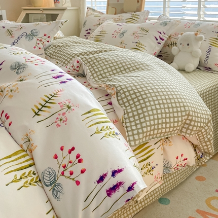 91家纺网 家纺一手货源 找家纺 （总）典雅家纺 爆款新花色印花植物羊绒四件套磨毛四件套学生季