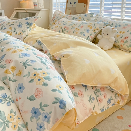 91家纺网 家纺一手货源 找家纺 （总）典雅家纺 爆款新花色印花植物羊绒四件套磨毛四件套学生季