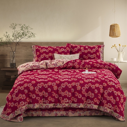 91家纺网 家纺一手货源 找家纺 （总）双层纱家居 2023新款纽扣aa款双层纱四件套