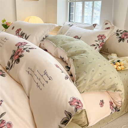 91家纺网 家纺一手货源 找家纺 （总）典雅家纺 爆款新花色印花植物羊绒四件套磨毛四件套学生季