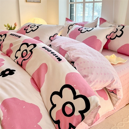 91家纺网 家纺一手货源 找家纺 （总）典雅家纺 爆款新花色印花植物羊绒四件套磨毛四件套学生季