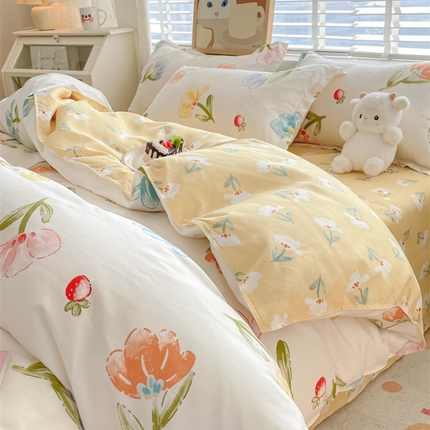 91家纺网 家纺一手货源 找家纺 （总）典雅家纺 爆款新花色印花植物羊绒四件套磨毛四件套学生季