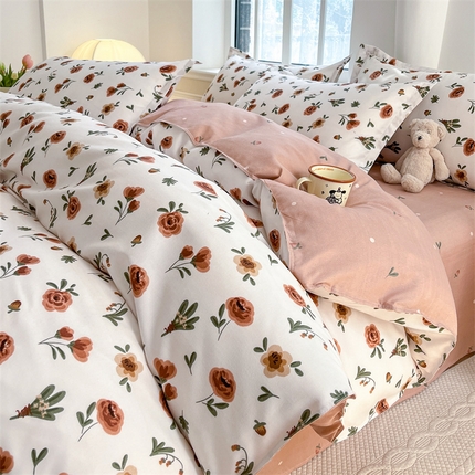 91家纺网 家纺一手货源 找家纺 （总）典雅家纺 爆款新花色印花植物羊绒四件套磨毛四件套学生季