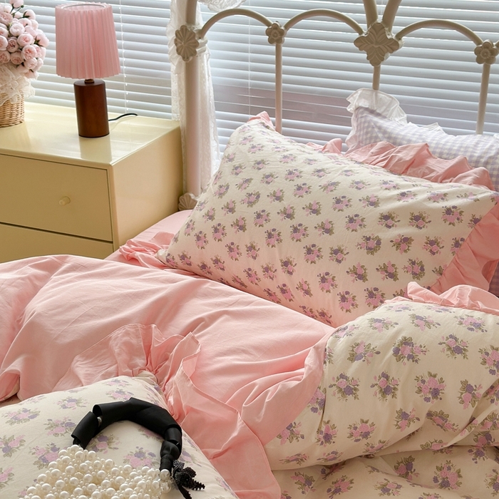 91家纺网 家纺一手货源 找家纺 （总）昔可家纺 2023新款拼接花边款全棉四件套