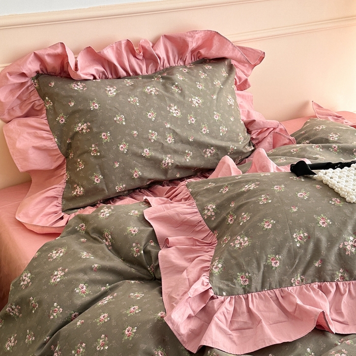 91家纺网 家纺一手货源 找家纺 昔可家纺 2023新款韩式大花边全棉四件套 洛洛花神